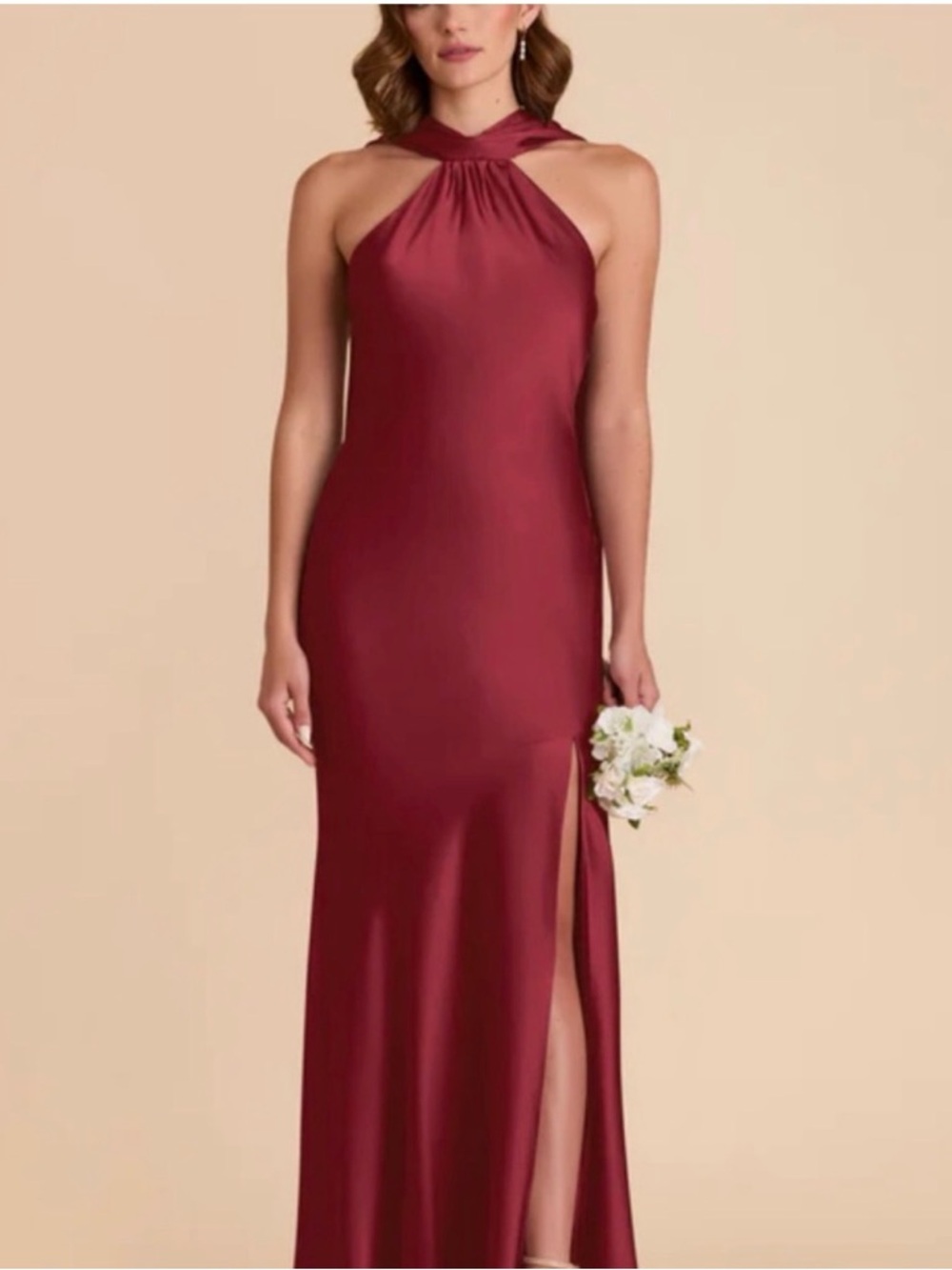 Birdy Grey Eileen Halter Neck Dress in Red Burgundy